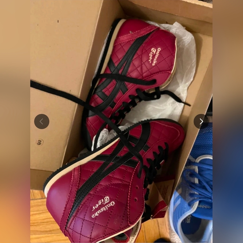 Onitsuka Tiger Red and Black Quilted High-Top Sneakers